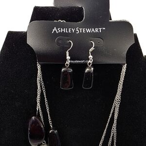 Ashley Stewart Black Glass Dangle Earrings
